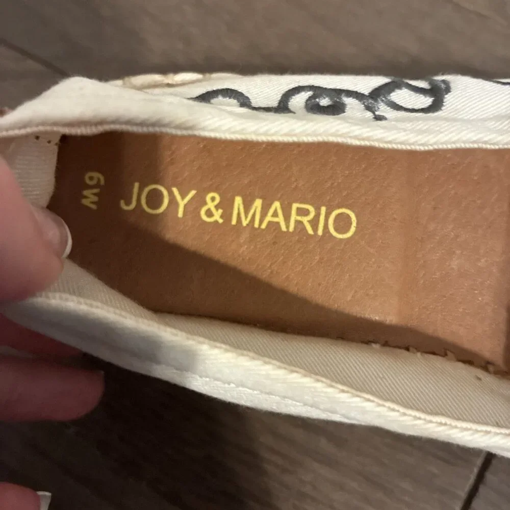 Joy & Mario Ivory Beige Contemporary Art Flat Espadrilles 6